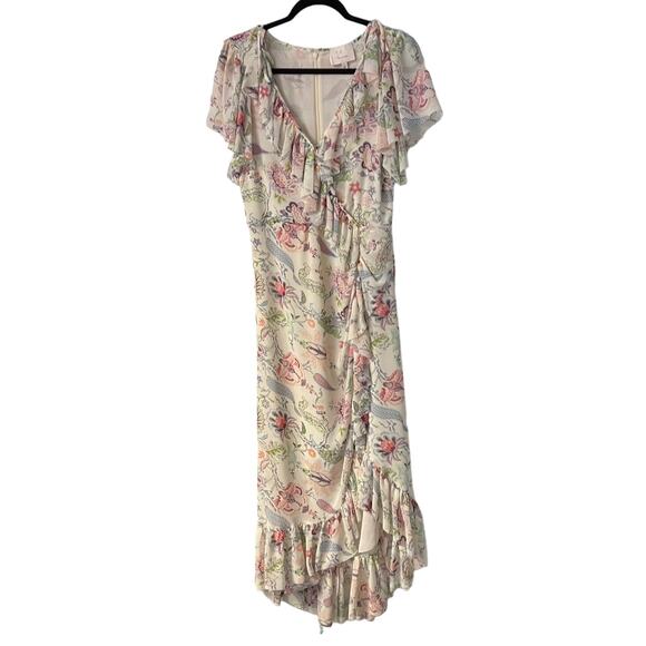 Cinq à Sept Sheilla Floral Ruffle Midi-Dress Size 6 - Picture 1 of 9